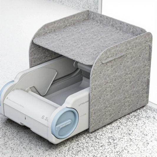 KFX-954963 Semi-Enclosed Cat Litter Box with Odor Control and Automatic Cleaning Features, 10kg Capacity