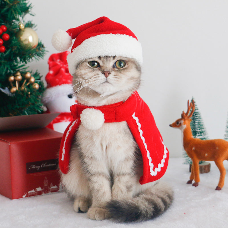 KFX-9550397 Christmas Pet Scarf and Hat Set with Cloaks and Seasonal Accessories for Dogs and Cats