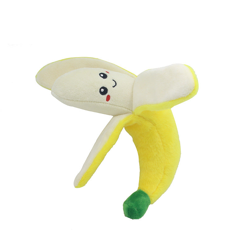 KFX-9551677 Educational Plush Sound Toys for Pets - Fruit & Vegetable Set including Carrot, Banana, Eggplant, Cactus, Pineapple, and Corn