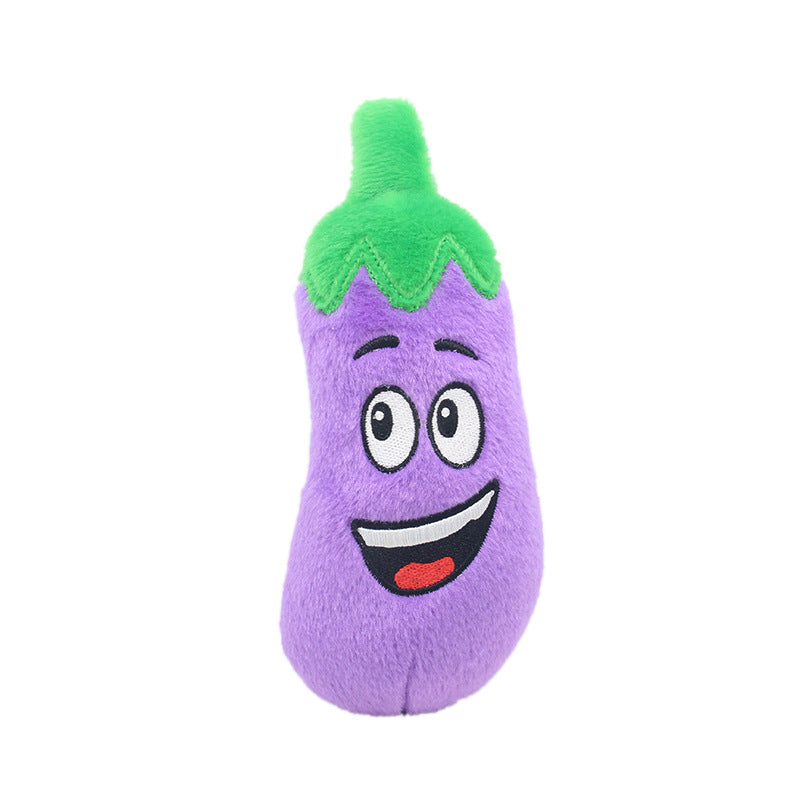 KFX-9551677 Educational Plush Sound Toys for Pets - Fruit & Vegetable Set including Carrot, Banana, Eggplant, Cactus, Pineapple, and Corn