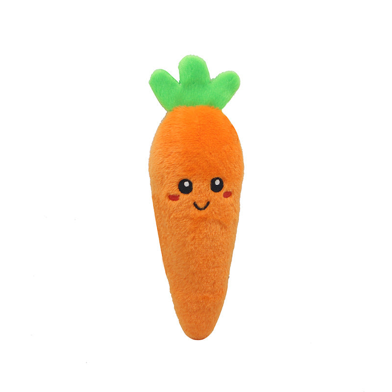 KFX-9551677 Educational Plush Sound Toys for Pets - Fruit & Vegetable Set including Carrot, Banana, Eggplant, Cactus, Pineapple, and Corn