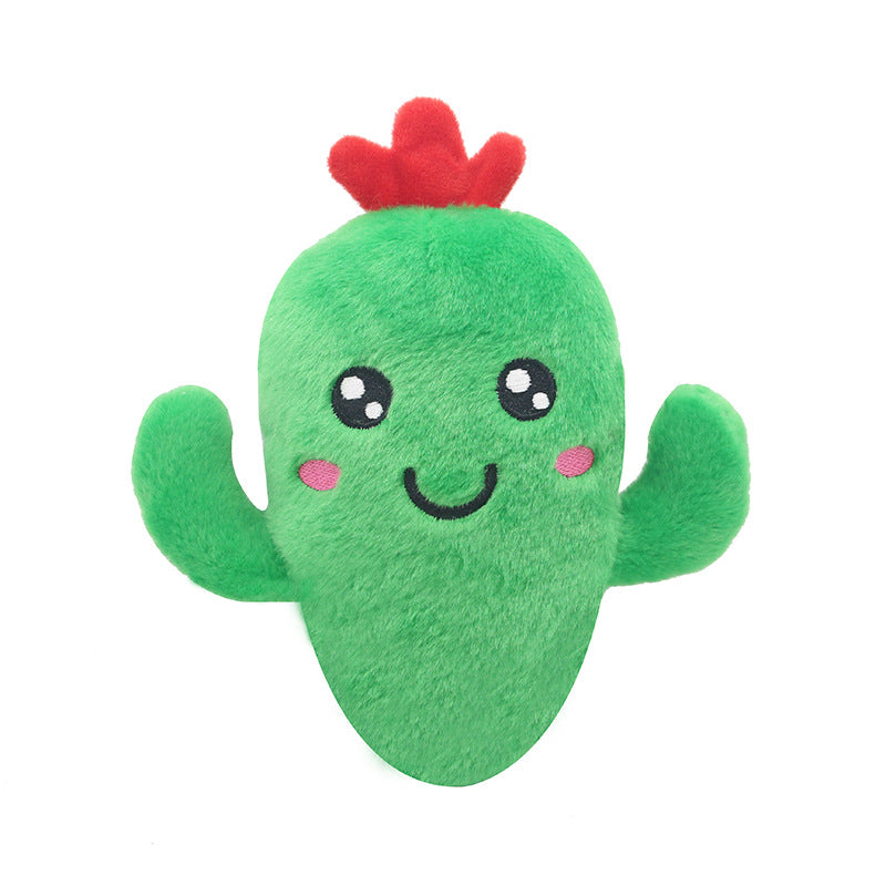 KFX-9551677 Educational Plush Sound Toys for Pets - Fruit & Vegetable Set including Carrot, Banana, Eggplant, Cactus, Pineapple, and Corn