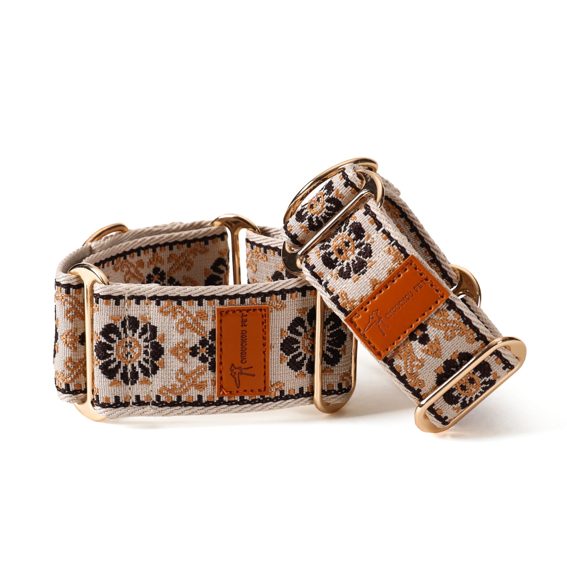 KFX-9553981 Floral-Pattern Adjustable Pet Collar in Turmeric, Purple, and Rose Red - My Size XS to L