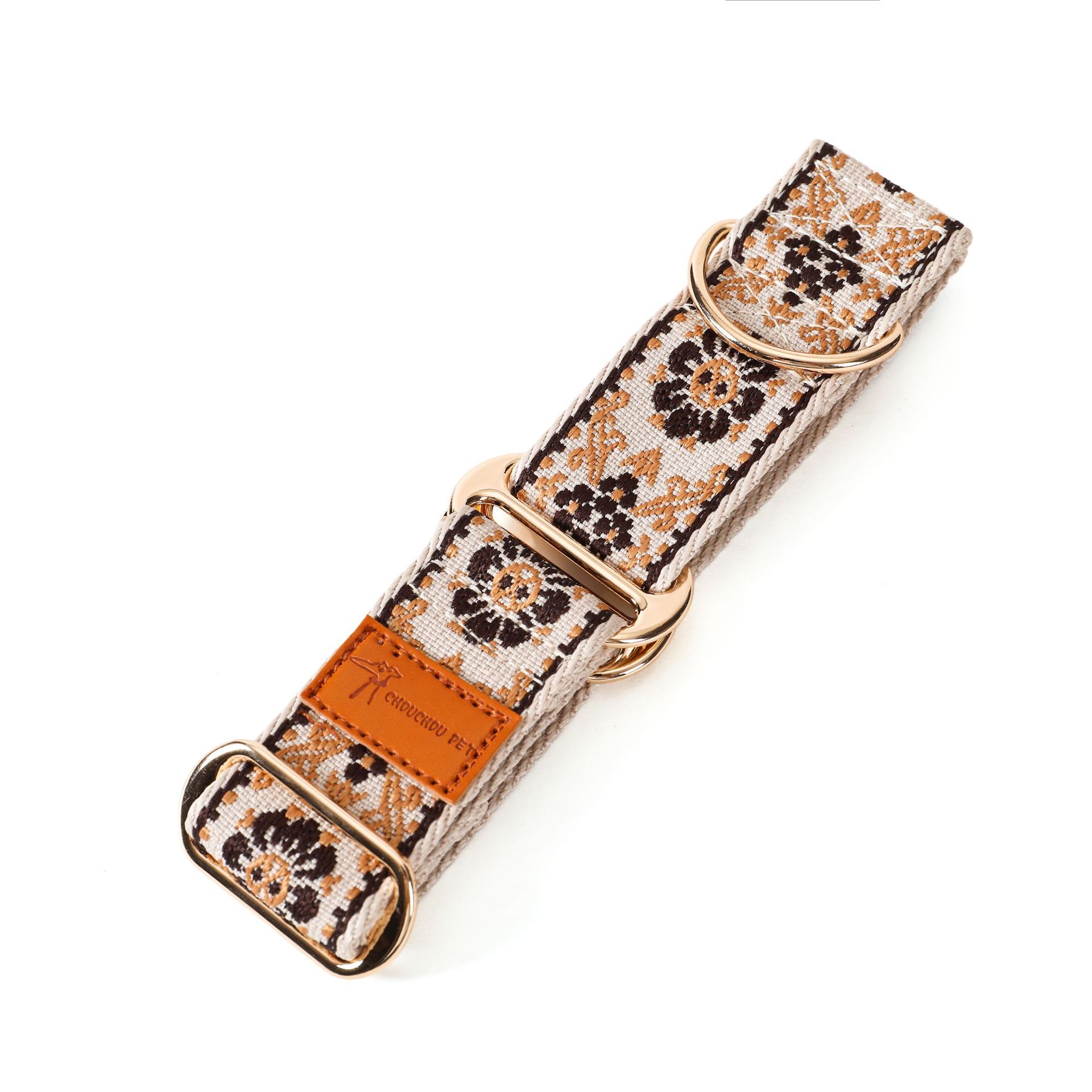 KFX-9553981 Floral-Pattern Adjustable Pet Collar in Turmeric, Purple, and Rose Red - My Size XS to L