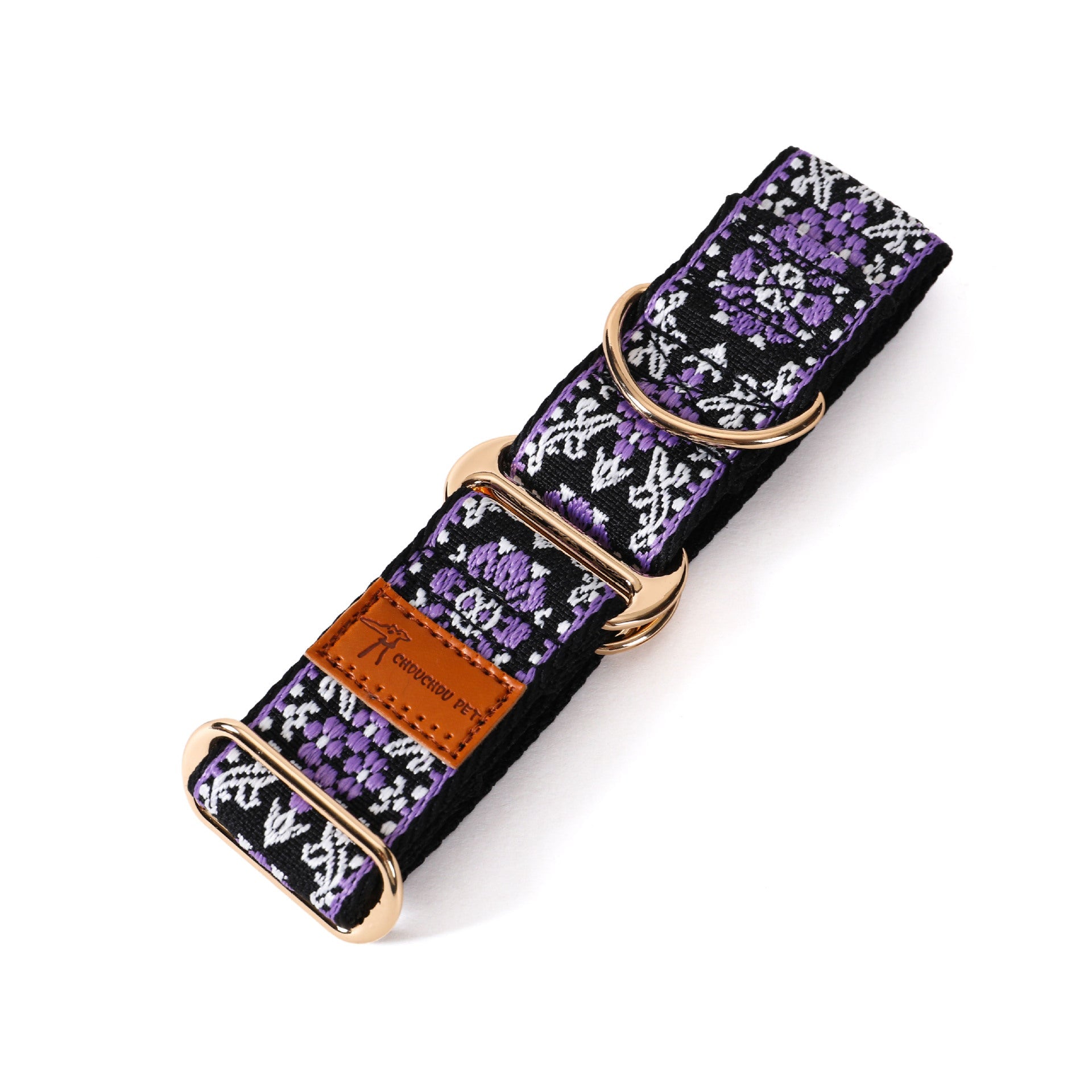 KFX-9553981 Floral-Pattern Adjustable Pet Collar in Turmeric, Purple, and Rose Red - My Size XS to L