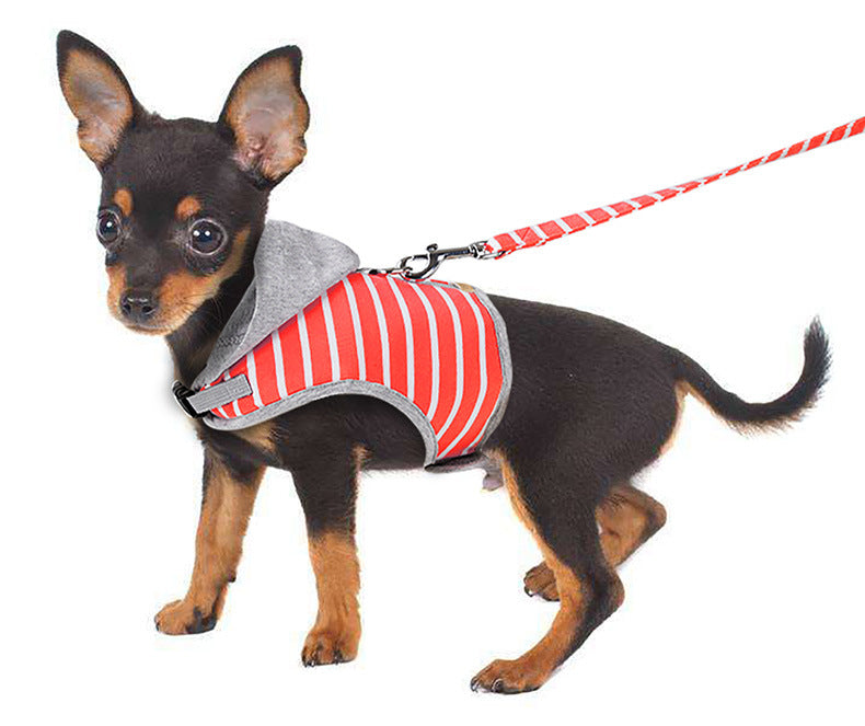KFX-9557053 Cat Hooded Vest Harness and Leash Set for Outdoor Adventures, Adjustable XS/S, Cotton & Oxford Cloth, Pink & Orange