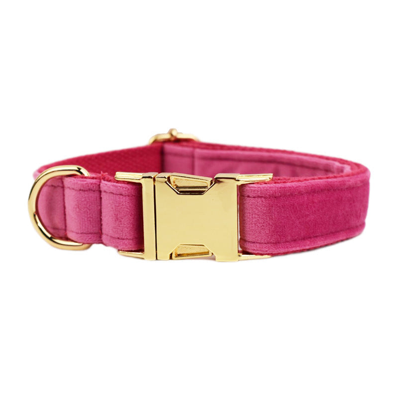 KFX-9559229 Velvet Fabric Dog Collar Set with Leash, Bow, Flower, Vest, and Poop Bag