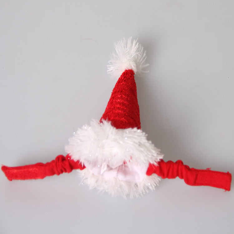 KFX-9559613 Red Flannel Pet Hat for Christmas - Adjustable Size for Small Animals