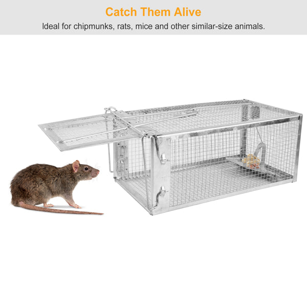 KFX-9561405 Humane Galvanized Iron Mouse Trap for Effective Rodent Control - Easy Set One-Door Design