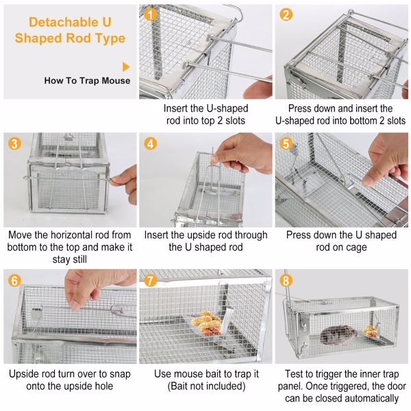 KFX-9561405 Humane Galvanized Iron Mouse Trap for Effective Rodent Control - Easy Set One-Door Design