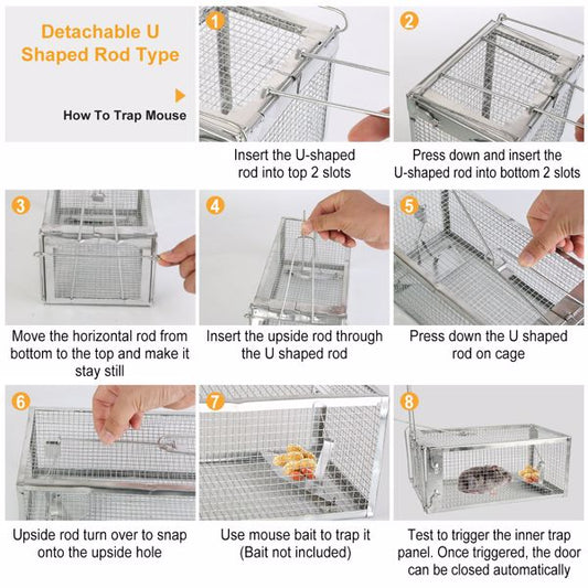 KFX-9561405 Humane Galvanized Iron Mouse Trap for Effective Rodent Control - Easy Set One-Door Design