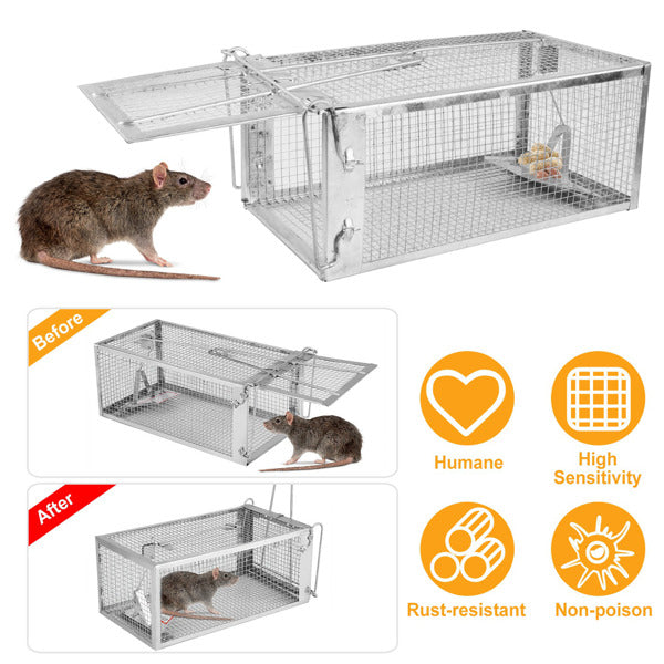KFX-9561405 Humane Galvanized Iron Mouse Trap for Effective Rodent Control - Easy Set One-Door Design