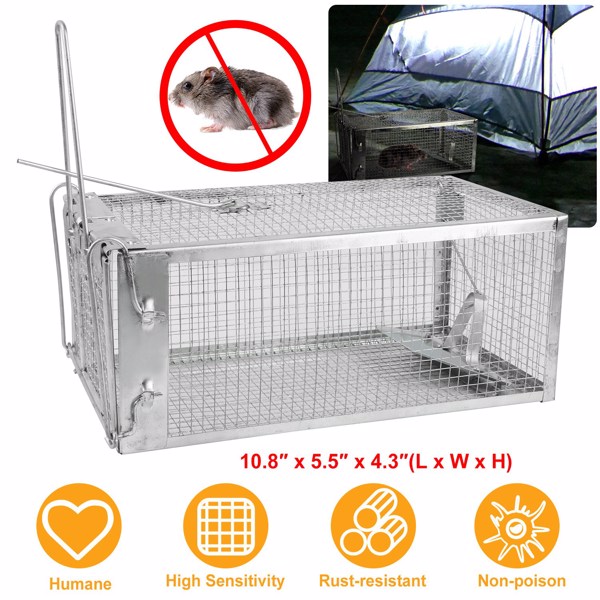 KFX-9561405 Humane Galvanized Iron Mouse Trap for Effective Rodent Control - Easy Set One-Door Design