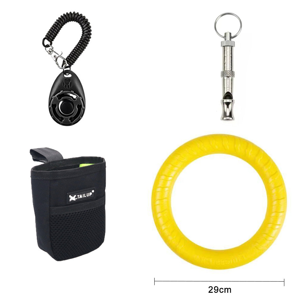 KFX-9564349 Interactive Dog Training Accessories Set with Clicker, Whistle, Frisbees, and Balls