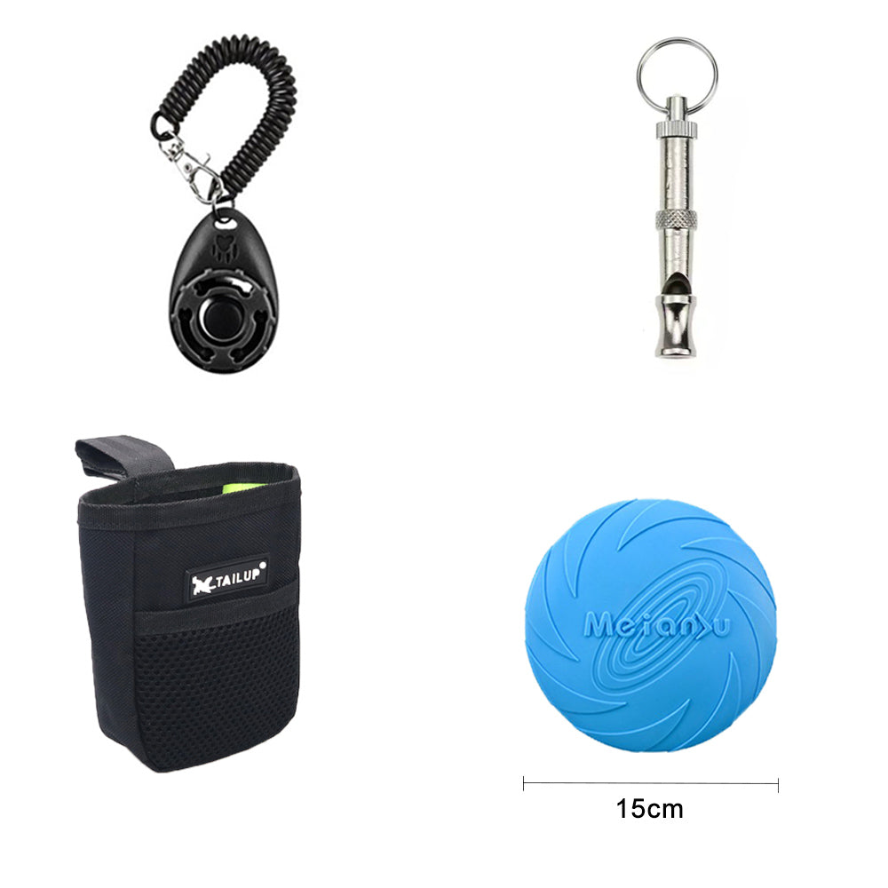 KFX-9564349 Interactive Dog Training Accessories Set with Clicker, Whistle, Frisbees, and Balls