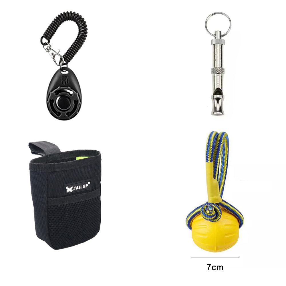 KFX-9564349 Interactive Dog Training Accessories Set with Clicker, Whistle, Frisbees, and Balls