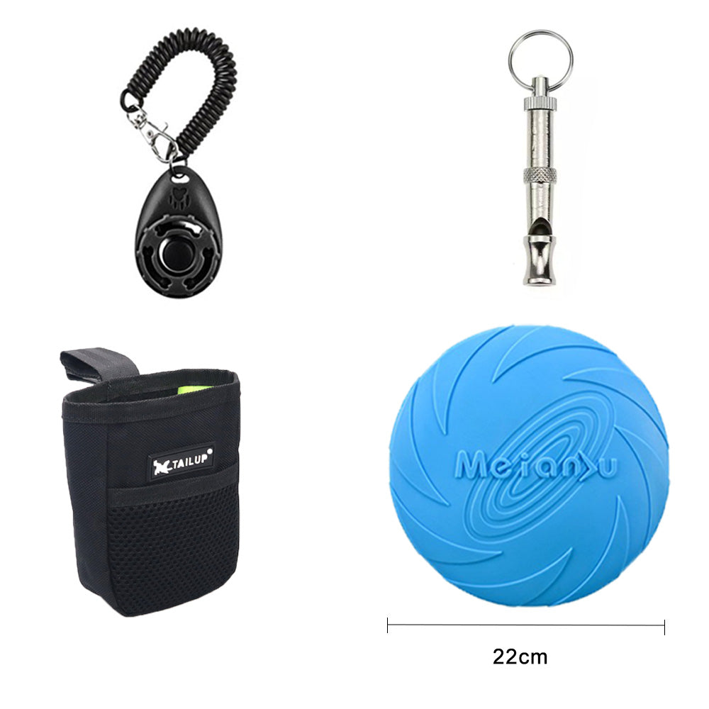 KFX-9564349 Interactive Dog Training Accessories Set with Clicker, Whistle, Frisbees, and Balls