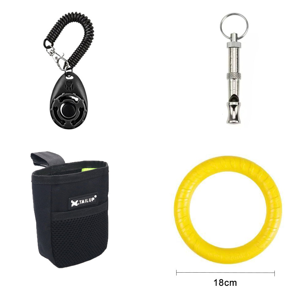 KFX-9564349 Interactive Dog Training Accessories Set with Clicker, Whistle, Frisbees, and Balls