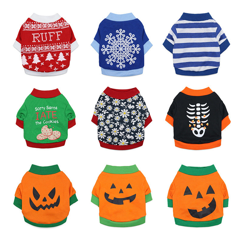 KFX-9565885 Pet Cotton Wool T-Shirt with Fun Prints for Dogs and Cats