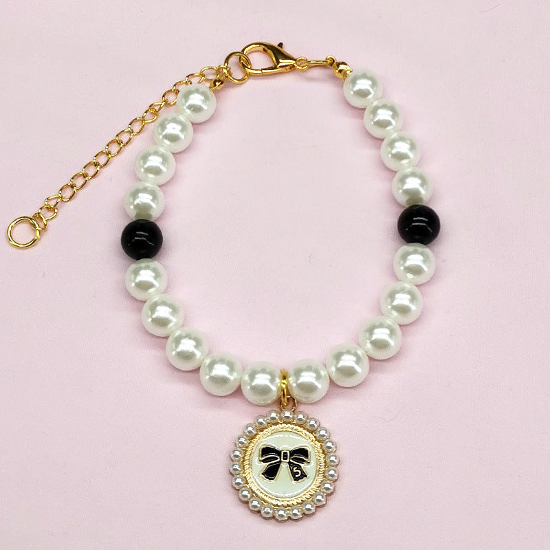 KFX-9566141 Charming Pet Necklace Collection with Bells and Pearl Accents for Cats - Multiple Colors and Designs Available