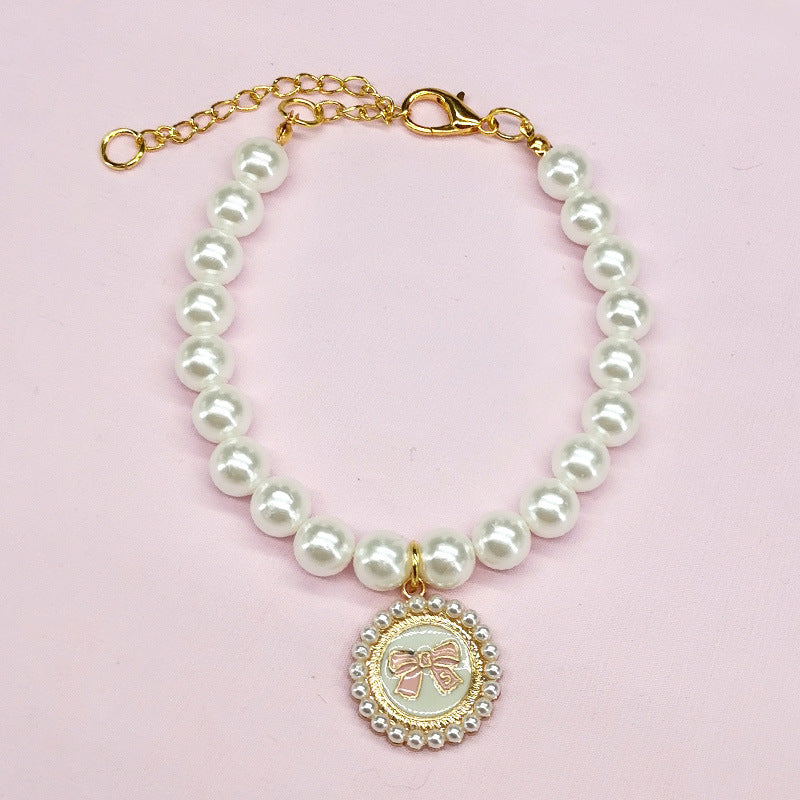 KFX-9566141 Charming Pet Necklace Collection with Bells and Pearl Accents for Cats - Multiple Colors and Designs Available