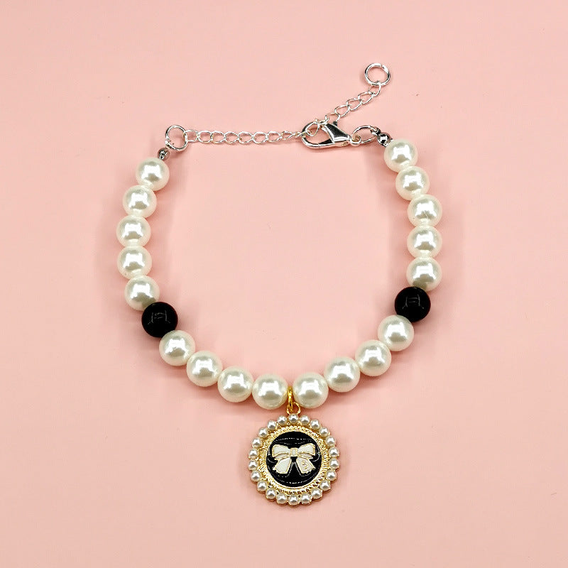 KFX-9566141 Charming Pet Necklace Collection with Bells and Pearl Accents for Cats - Multiple Colors and Designs Available