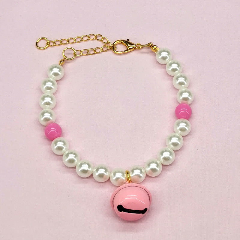 KFX-9566141 Charming Pet Necklace Collection with Bells and Pearl Accents for Cats - Multiple Colors and Designs Available