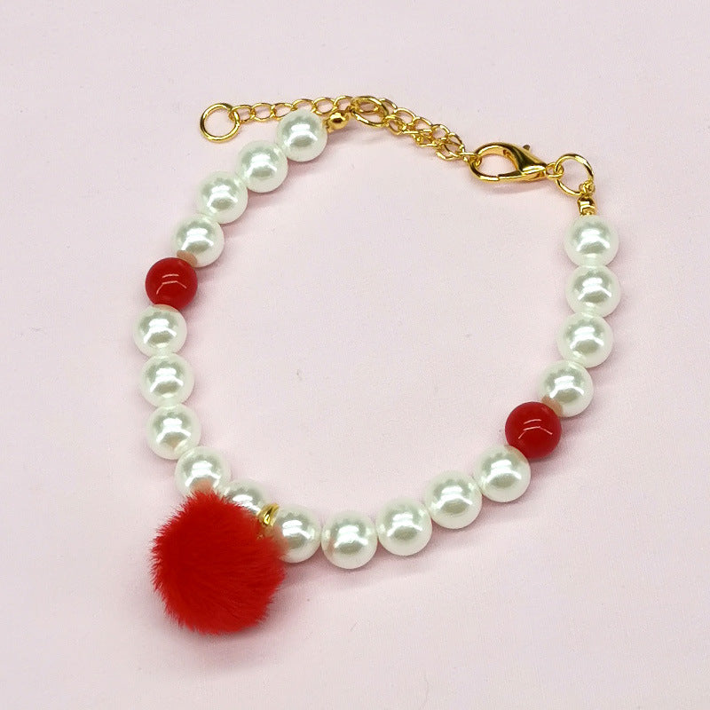 KFX-9566141 Charming Pet Necklace Collection with Bells and Pearl Accents for Cats - Multiple Colors and Designs Available