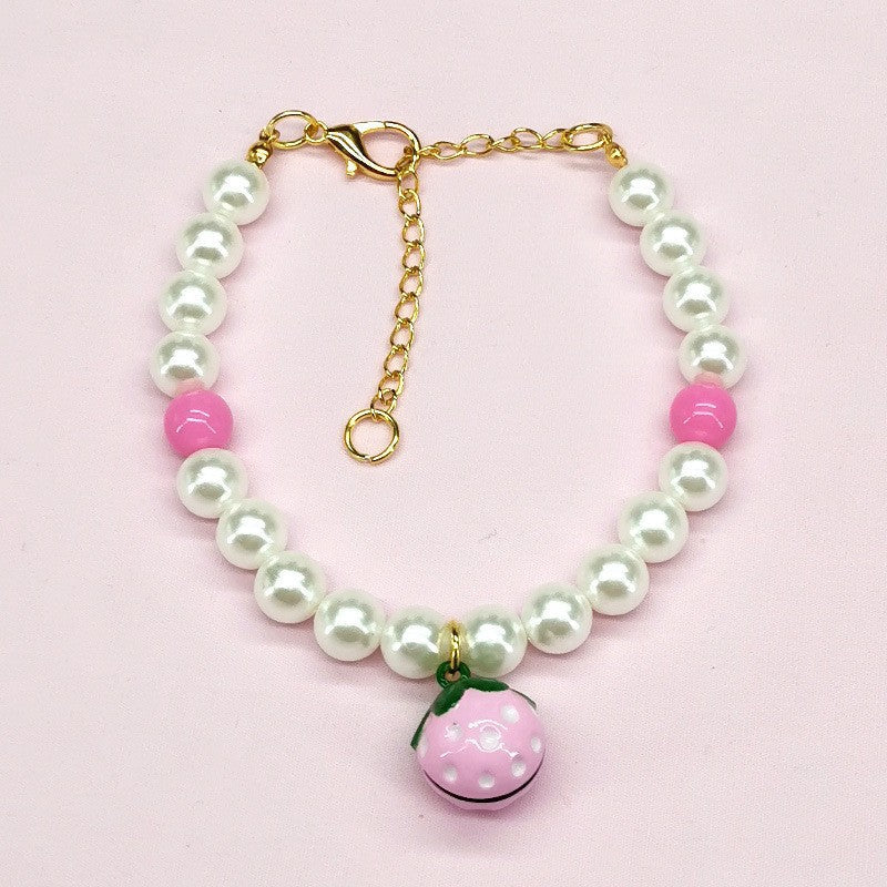 KFX-9566141 Charming Pet Necklace Collection with Bells and Pearl Accents for Cats - Multiple Colors and Designs Available
