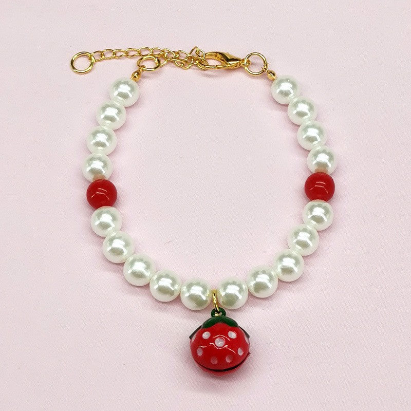 KFX-9566141 Charming Pet Necklace Collection with Bells and Pearl Accents for Cats - Multiple Colors and Designs Available