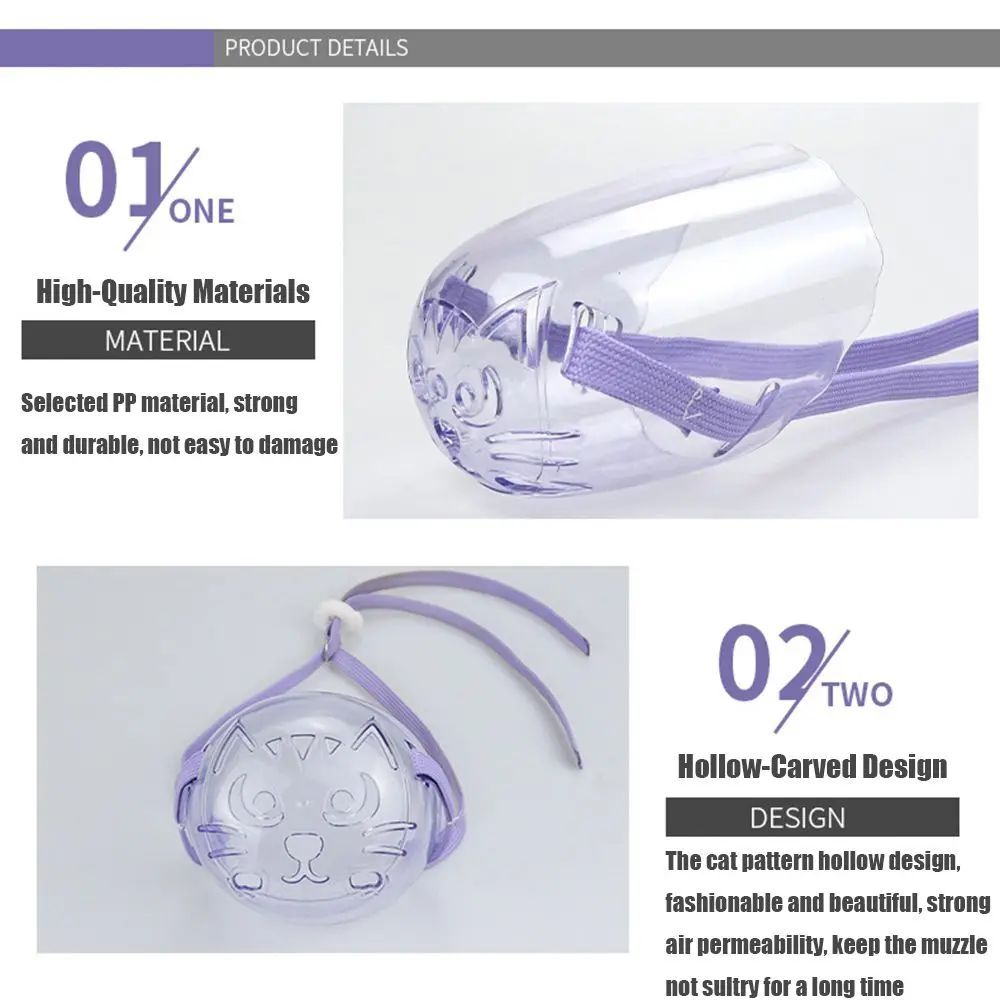 KFX-9566781 Adjustable Cat Muzzle for Grooming and Bathing - Anti-Bite Mouth Cover for Safety