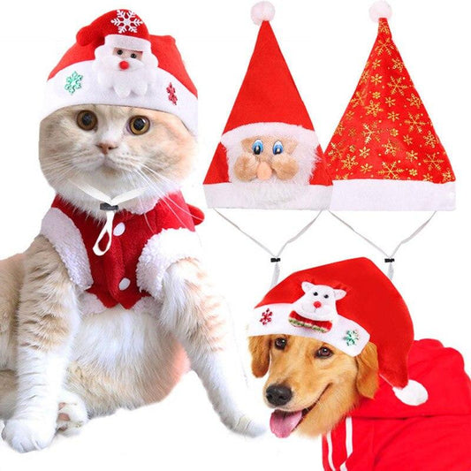 KFX-9568317 Christmas Holiday Hat for Small, Medium, and Large Dogs and Cats - Polyester, Solid Color