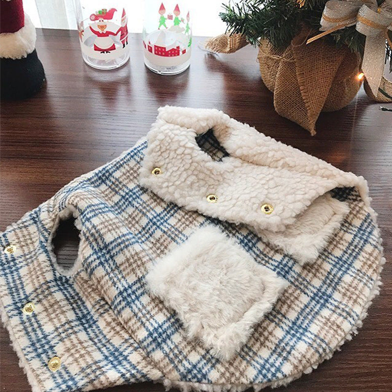 KFX-9569085 Winter Sleeveless Cat Vest - Blue Plaid & Pink Plaid, Various Sizes Available