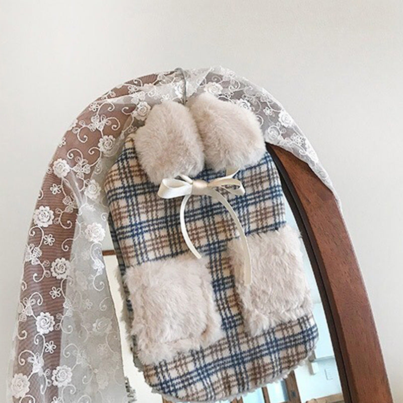 KFX-9569085 Winter Sleeveless Cat Vest - Blue Plaid & Pink Plaid, Various Sizes Available