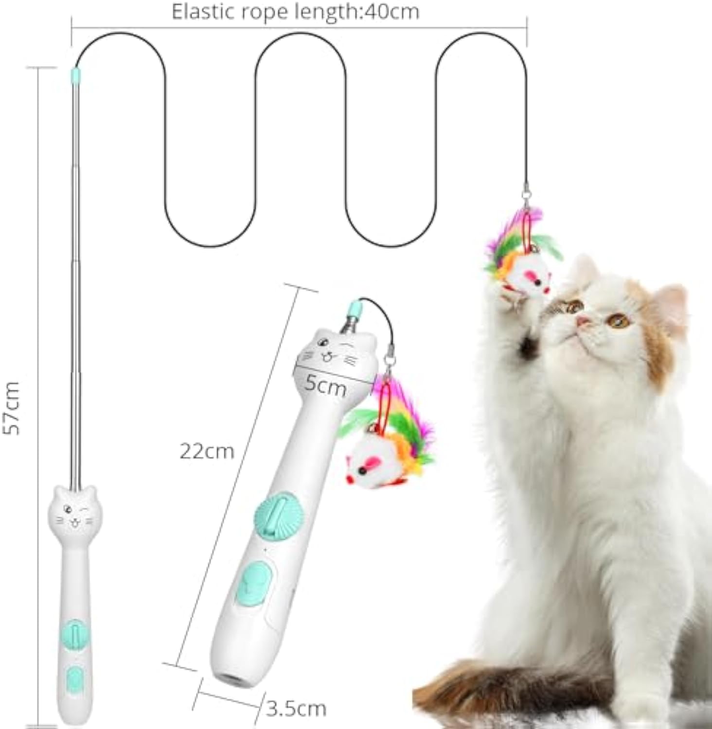 KFX-9570749 Interactive Rechargeable Laser Pointer Cat Wand with Feather Toy - 2-in-1 Indoor Play for Cats and Kittens