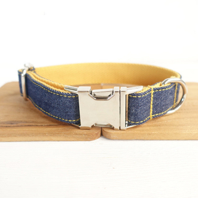KFX-9571261 Pet Cowboy Collar in Blue and Yellow, Made of Durable Polyester - Available in XS, S, M, L, XL Sizes