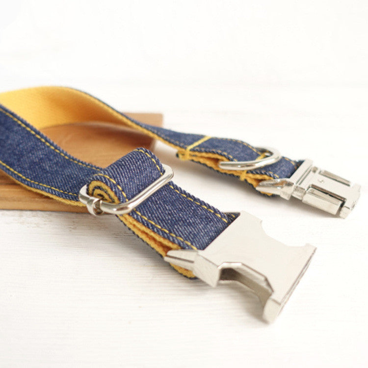 KFX-9571261 Pet Cowboy Collar in Blue and Yellow, Made of Durable Polyester - Available in XS, S, M, L, XL Sizes