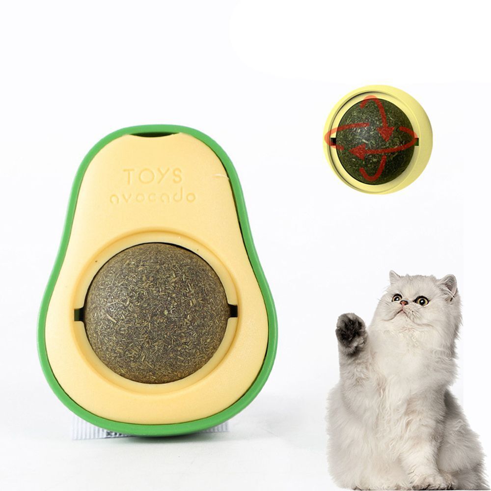 KFX-9576509 Avocado Shaped Catnip Ball Toy for Teeth Cleaning and Interactive Play
