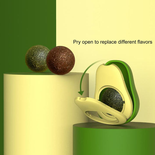 KFX-9576509 Avocado Shaped Catnip Ball Toy for Teeth Cleaning and Interactive Play