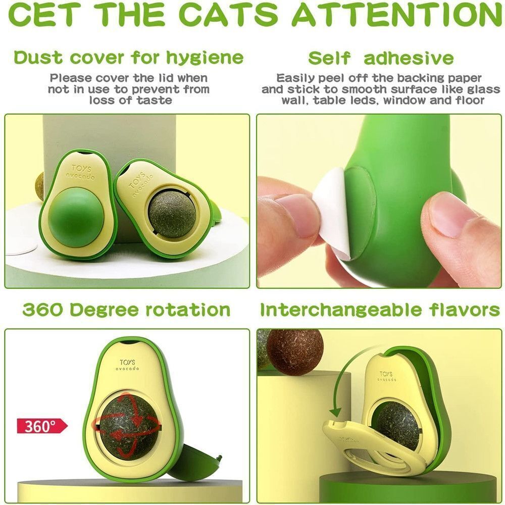 KFX-9576509 Avocado Shaped Catnip Ball Toy for Teeth Cleaning and Interactive Play