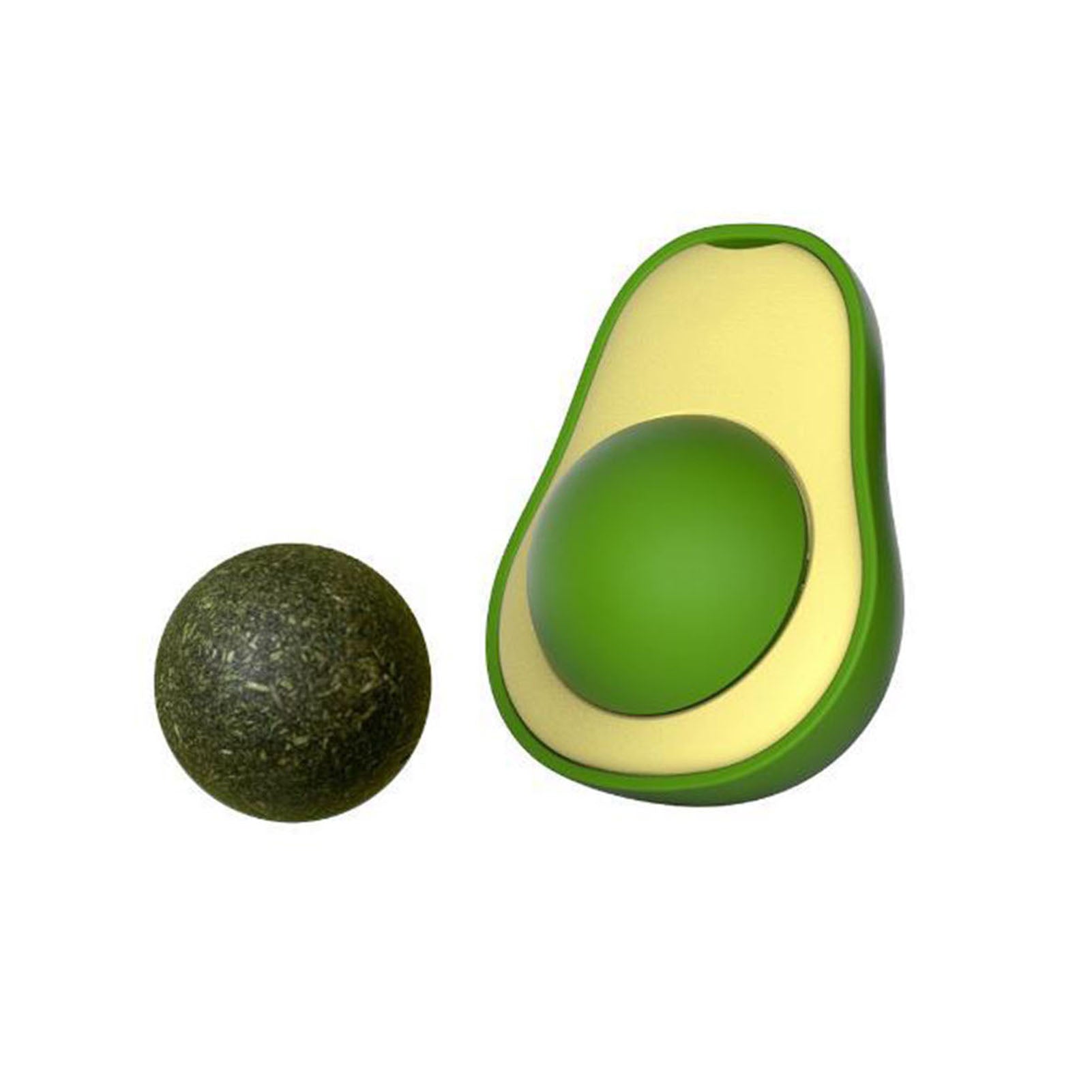 KFX-9576509 Avocado Shaped Catnip Ball Toy for Teeth Cleaning and Interactive Play