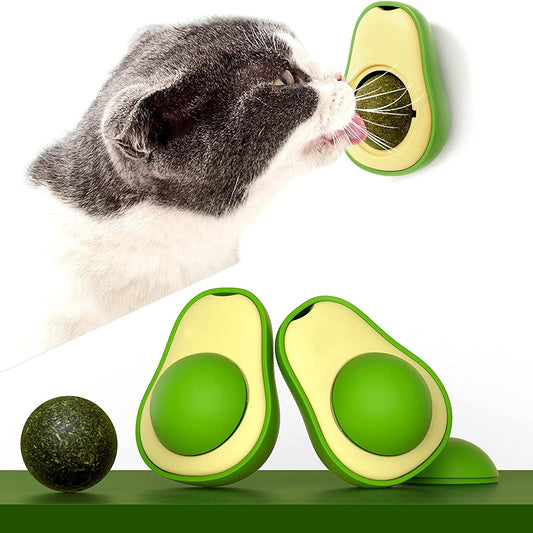 KFX-9576509 Avocado Shaped Catnip Ball Toy for Teeth Cleaning and Interactive Play