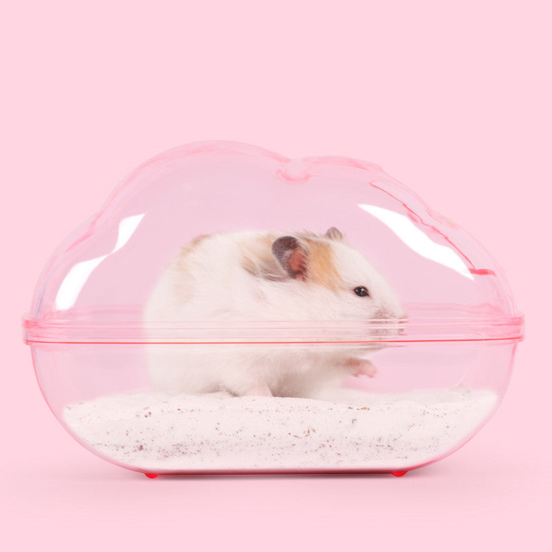 KFX-9576893 Dual-Purpose Cloud-Shaped Hamster Bathtub with Splash-Proof Design and Transparent View