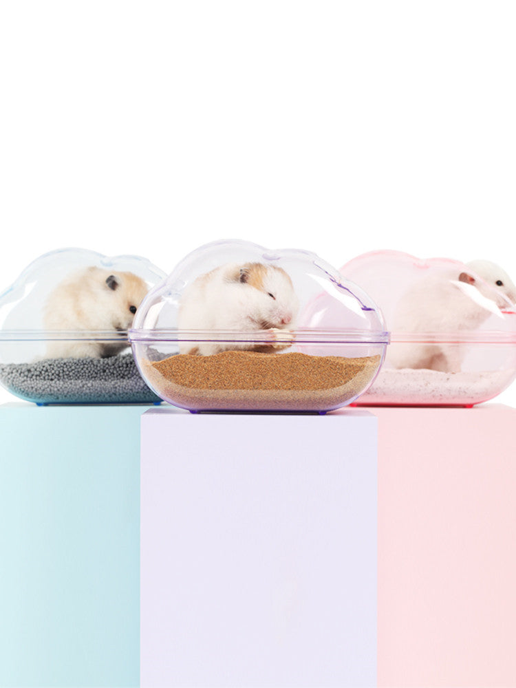 KFX-9576893 Dual-Purpose Cloud-Shaped Hamster Bathtub with Splash-Proof Design and Transparent View