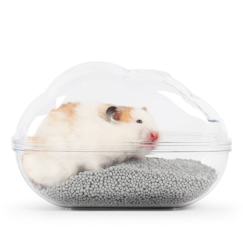 KFX-9576893 Dual-Purpose Cloud-Shaped Hamster Bathtub with Splash-Proof Design and Transparent View