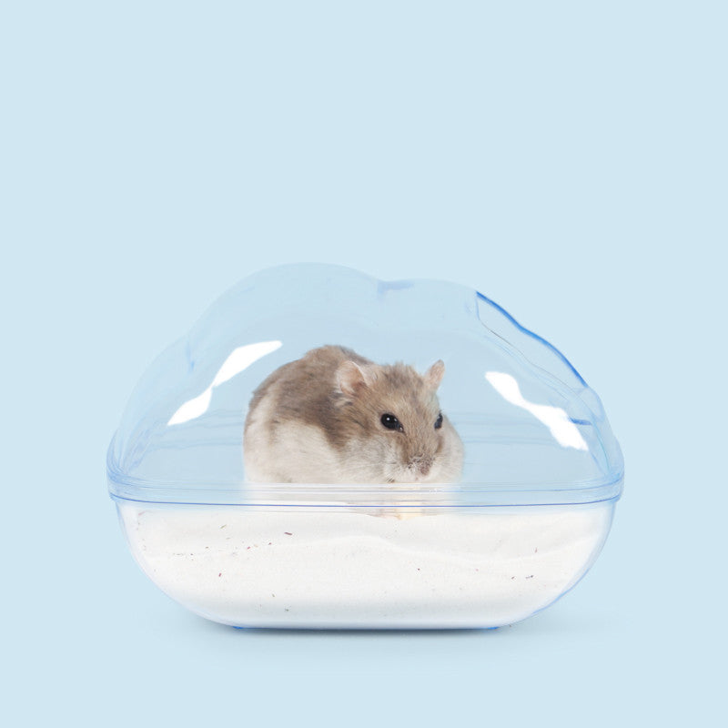 KFX-9576893 Dual-Purpose Cloud-Shaped Hamster Bathtub with Splash-Proof Design and Transparent View
