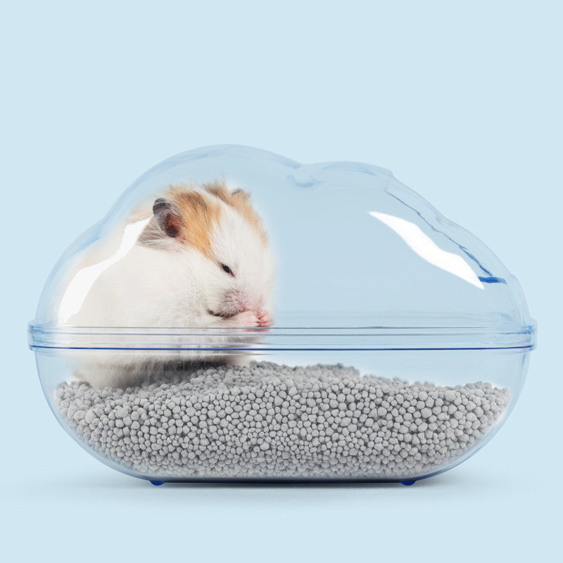 KFX-9576893 Dual-Purpose Cloud-Shaped Hamster Bathtub with Splash-Proof Design and Transparent View