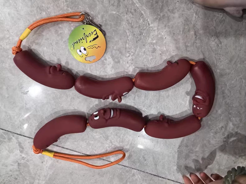KFX-9578813 Thick Dog Traction Chain with Funny Sausage Design for Small and Medium Pets