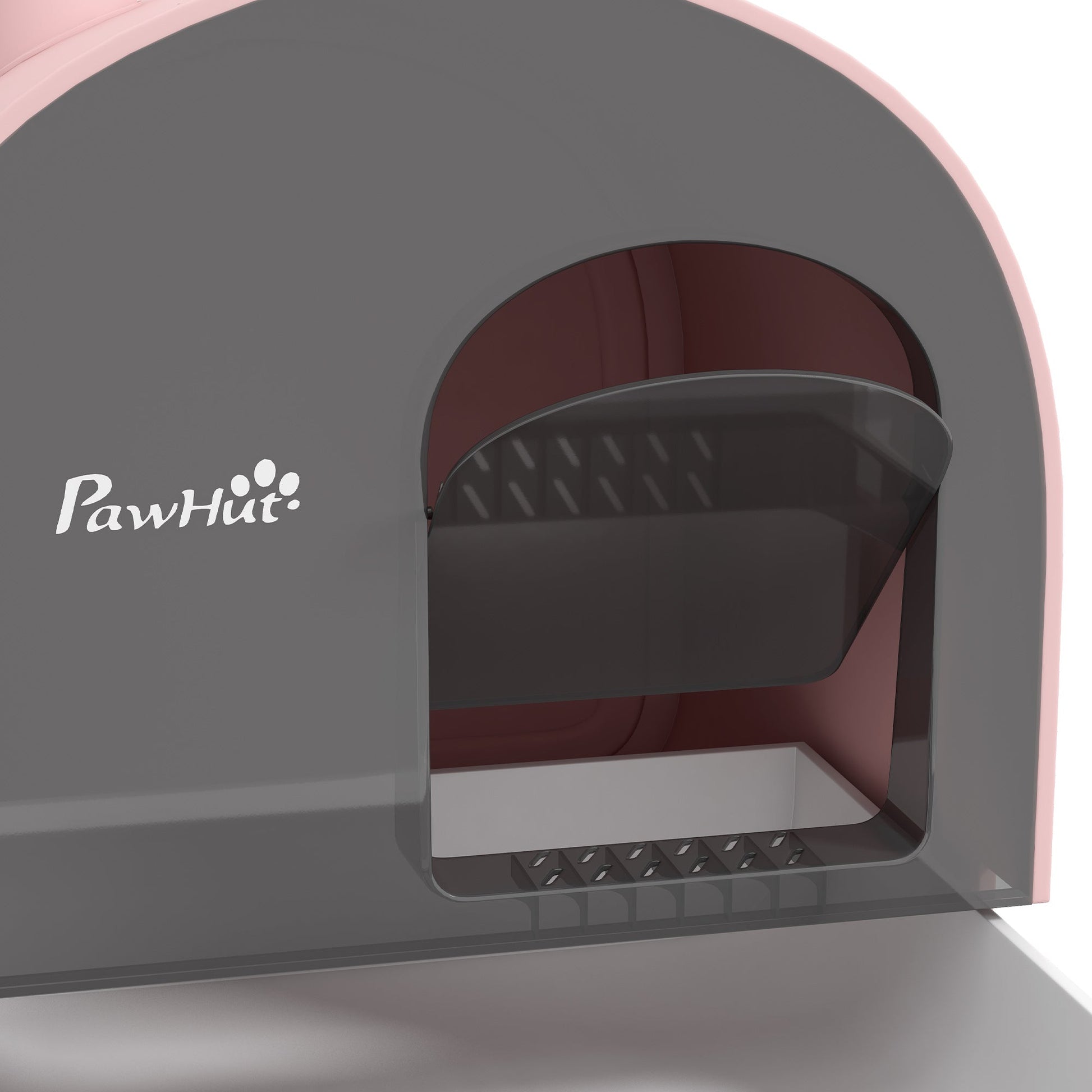 KFX-9580477 Pink Hooded Cat Litter Box with Scoop, Air Filter, and Removable Tray
