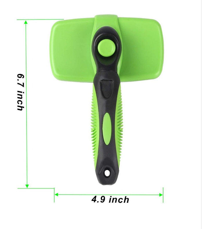 KFX-9580605 Automatic Retractable Pet Grooming Comb with Stainless Steel Needles and Soft Bristles